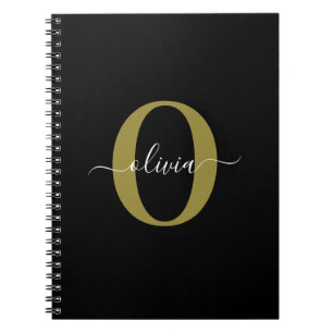 Caderno Espiral Nome com Letra de Monograma Personalizada Preto Br