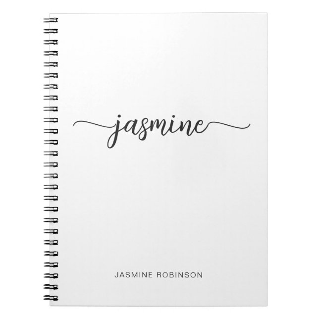 Caderno Espiral Nome com Letra Inicial em Script Feminino Branco M (Frente)