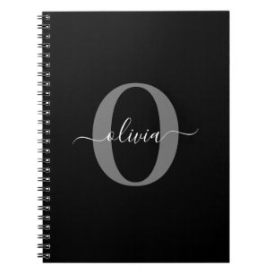 Caderno Espiral Nome com Letra Inicial Personalizada Preto Branco 
