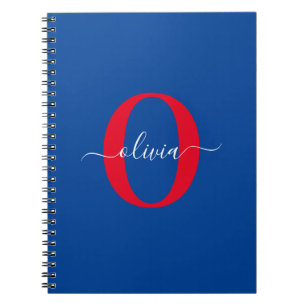 Caderno Espiral Nome com Letra Maiúscula Personalizada Azul Branco