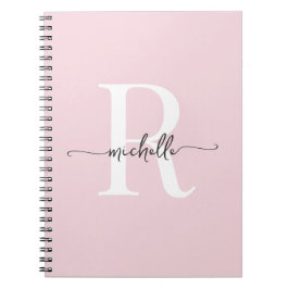Caderno Espiral Nome com Monograma em Letra Moderna Rosa Girly Blu