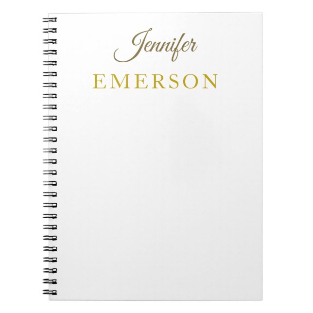 Caderno Espiral Nome cor dourada profissional minimalista moderno  (Frente)