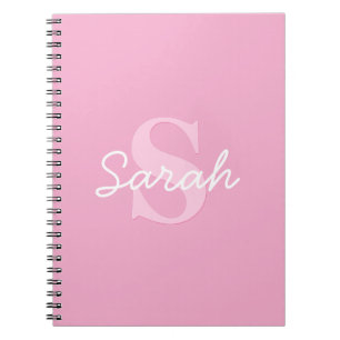 Caderno Espiral Nome Cursivo Bonito e Monograma Rosa
