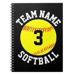 Caderno Espiral Nome da Equipe de Softball Fastpitch & Número do J