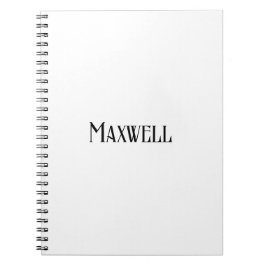 Caderno Espiral Nome da Família de Tipografia Negra e Negra