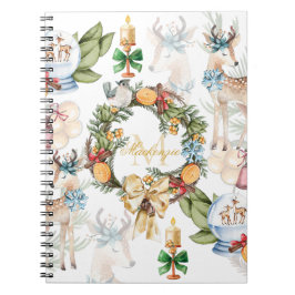 Caderno Espiral Nome da Família Natal Watercolor