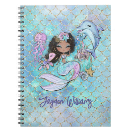 Caderno Espiral Nome da Menina de Suprimentos de Escola de Sereia 