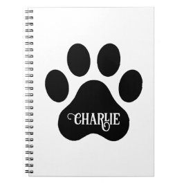 Caderno Espiral Nome da Pata do Cachorro Design Silhueta