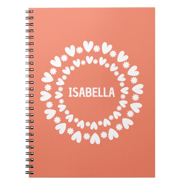 Caderno Espiral Nome Das Flores E Corações (Frente)