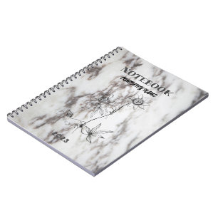 Caderno Espiral Nome de aparência moderna Personalizar Mármore Bra