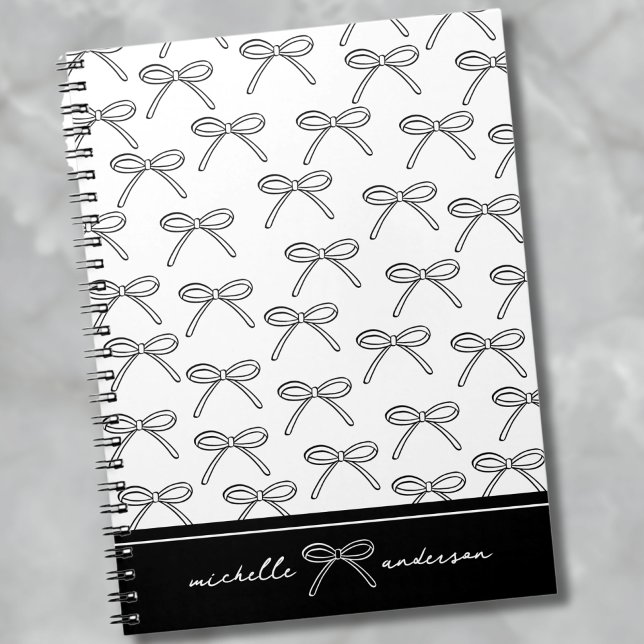 Caderno Espiral Nome de Arco Minimalista Personalizado (Personalized Minimalist Bow Name notebook)