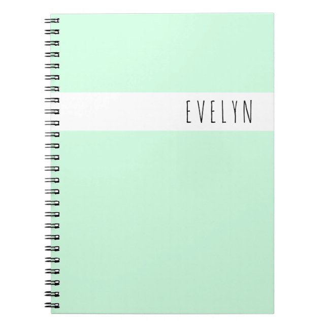 Caderno Espiral Nome de fonte mint verde personalizado (Frente)