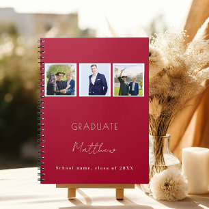 Caderno Espiral Nome de foto vermelha da graduação do livro convid