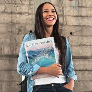 Caderno Espiral Nome de Fotografia Personalizada Wave do Oceano Br