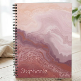 Caderno Espiral Nome de mármore rosa e terracota