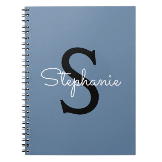 Caderno Espiral Nome de Monograma Azul 