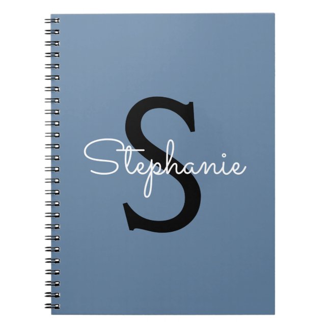 Caderno Espiral Nome de Monograma Azul  (Frente)