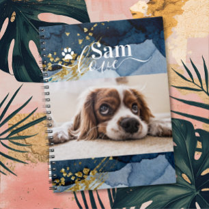 Caderno Espiral Nome de Monograma de Cachorro Personalizado Foto d