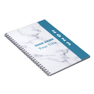 Caderno Espiral Nome de Olhar Fresco Personalizado Mármore Branco