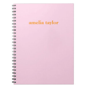 Caderno Espiral Nome de Professor Personalizado Rosa e Laranja