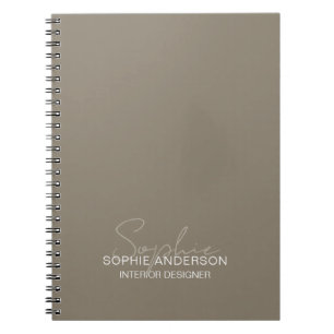 Caderno Espiral Nome de Roteiro Moderno Designer de Interiores Beg