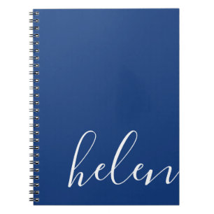 Caderno Espiral Nome de Script Moderno Personalizado Azul
