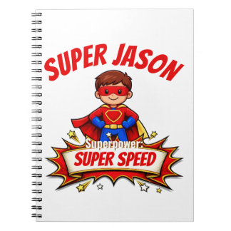 Caderno Espiral Nome de Super-Herói Infantil Personalizado & Super