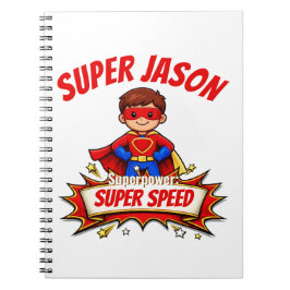 Caderno Espiral Nome de Super-Herói Infantil Personalizado & Super