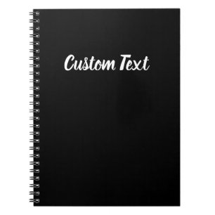 Caderno Espiral Nome de Texto Cursivo de Script Simples Preto e Br