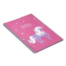 Caderno Espiral Nome de Unicórnio Púrpura Rosa