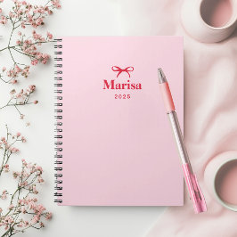 Caderno Espiral Nome do Arco Rosa e Vermelho Personalizado