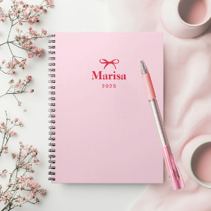 Caderno Espiral Nome do Arco Rosa e Vermelho Personalizado