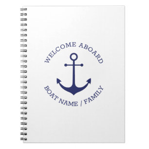 Caderno Espiral Nome do barco personalizado: bem-vindo Ancora náu