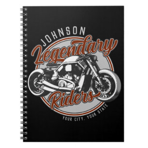 Caderno Espiral NOME DO Biker Legendário Do Cavaleiro De Motociclo