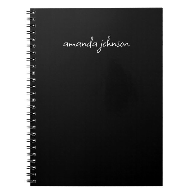 Caderno Espiral Nome do Cheio mínimo moderno preto e branco do mon (Frente)