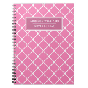 Caderno Espiral Nome do Cute do Padrão de Latência Rosa Personaliz