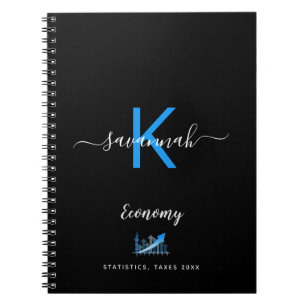 Caderno Espiral Nome do escritório azul preto