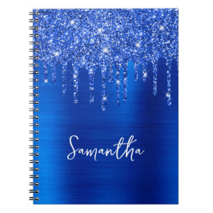 Caderno Espiral Nome do Glitter Real Azul