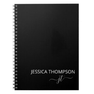 Caderno Espiral Nome do Monograma de Rapariga de Script Simples de