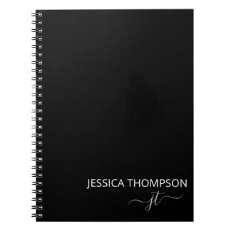 Caderno Espiral Nome do Monograma de Rapariga de Script Simples de