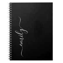 Nome do Monograma de Script Moderno Preto e Branco