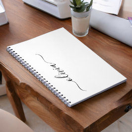 Caderno Espiral Nome do Monograma Girly de Script Moderno Branco N