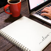 Nome do Monograma Girly de Script Moderno Branco N