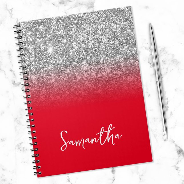 Caderno Espiral Nome do Mouro Vermelho Silver Glitter (Criador carregado)