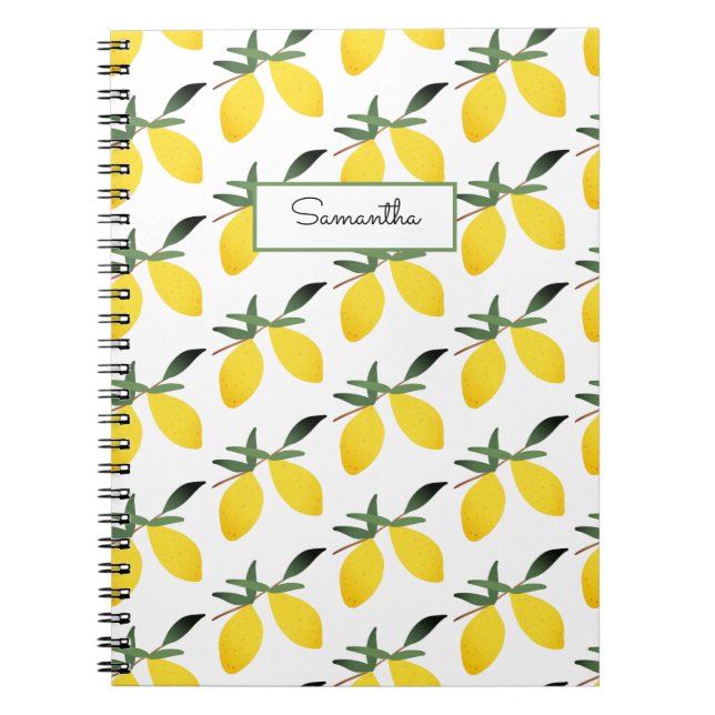 Caderno Espiral Nome do Padrão de Citrus Lemon (Frente)