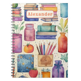 Caderno Espiral Nome do Padrão de Regresso Moderno a Suprimentos E