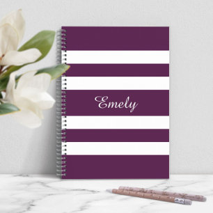 Caderno Espiral Nome do Padrão de Stripes Roxo Moderno