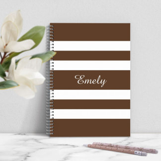 Caderno Espiral Nome do Padrão Modern Brown Stripes