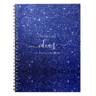 Caderno Espiral Nome do script de brilho azul moderno