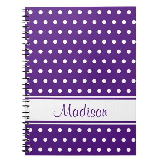 Caderno Espiral Nome do script de distribuição da Bolinhas branca  (Frente)